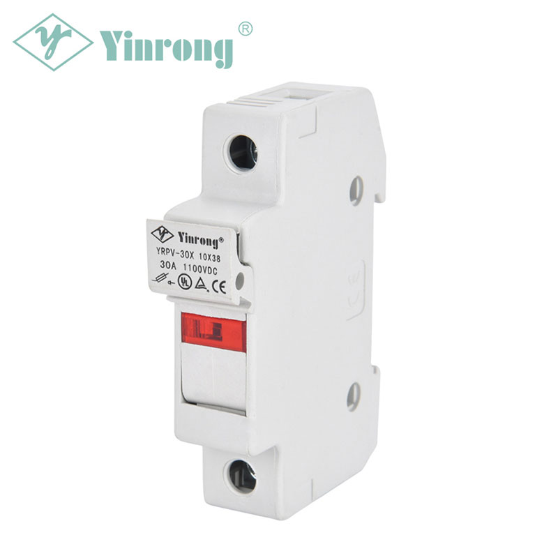 1100VDC 30A 10× 38mm Solarium PV DIN Rail Fuse Holder cum Testimonium Light